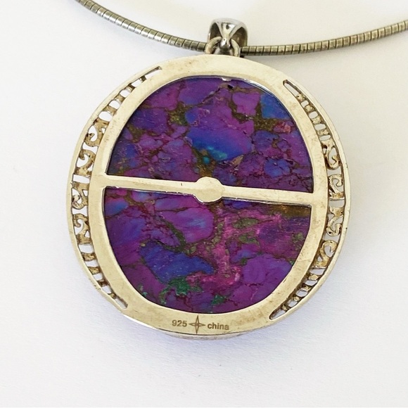 925 sterling silver Mojave purple turquoise pendant on 18” sterling chain - Picture 6 of 8